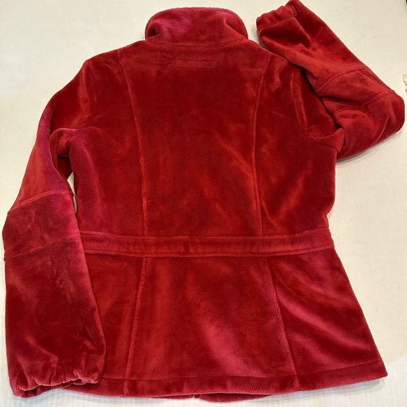 Kristen Blake Burgundy Full Zip Velour Fleece Jacket Size Medium Cinch Waist - Picture 2 of 8